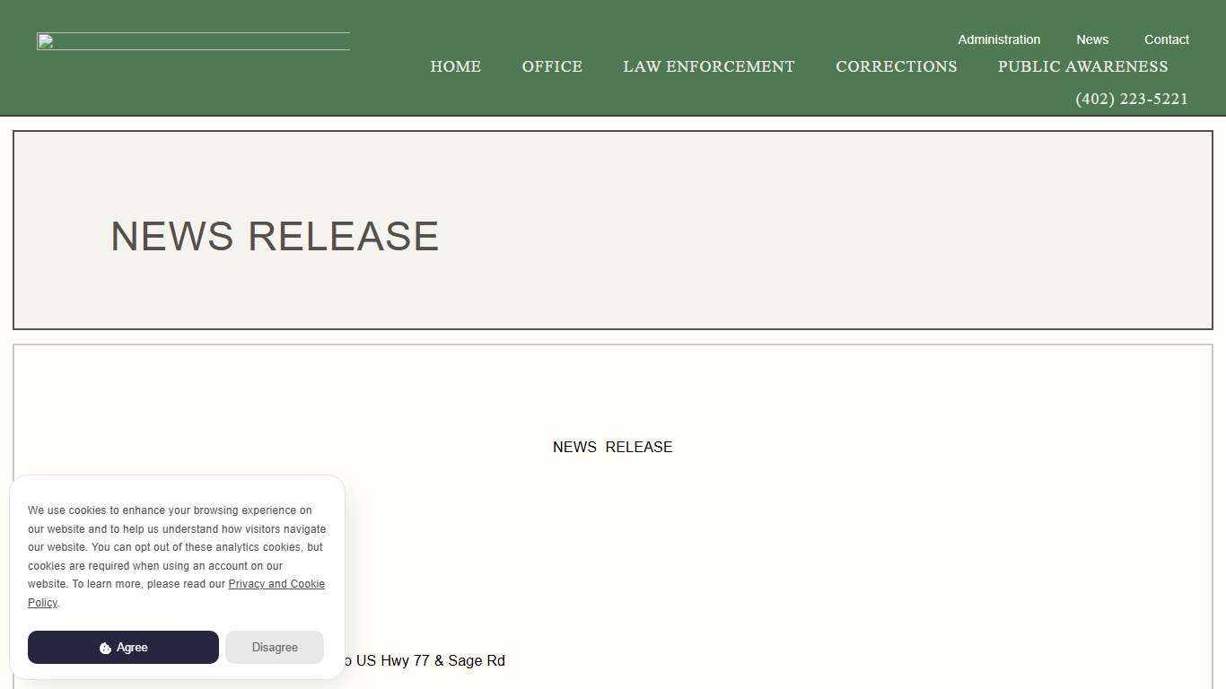 News Release - Gage County Sheriff